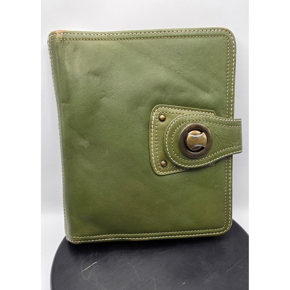 FranklinCovey Green Full Grain Leather Compact 6 Ring Planner Binder 35002.118
